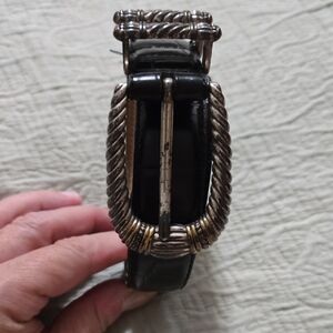 Fossil Black Embossed Leather Cowhide Belt Size Small